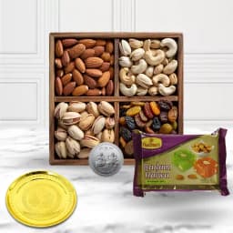 Lavish Haldiram Karachi Halwa n Dry Fruits with Gold plated Thali 1