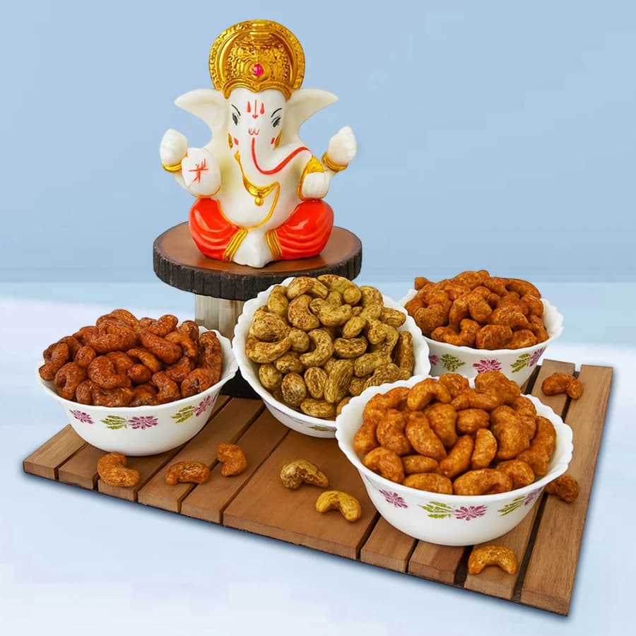 Radiant Pack of Flavored Cashews n Lord Ganesh Idol