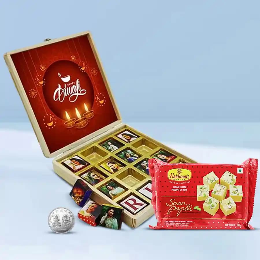 Exclusive Personalized Chocolate Box with Picture N Message N Haldiram Sweets