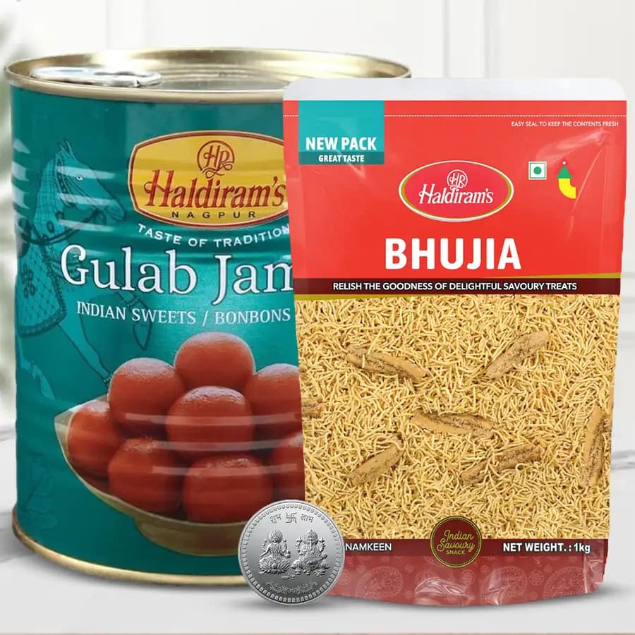 Lovely Gift of Haldiram Sweets n Snacks with Free Coin