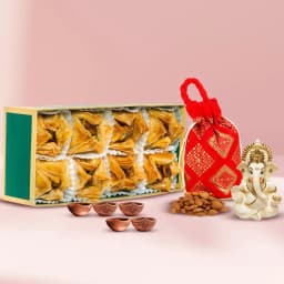 Finest Pyramid Baklawa with Almond Potli Ganesha Idol n Diya 1