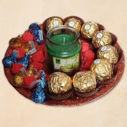 Special Gift Platter of Imported Ferrero Rocher n Herseys Chocolates n Aroma Candle 1