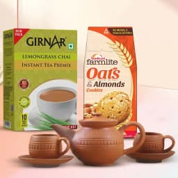 Superb Girnar Lemongrass Tea Hamper with Terracota Tea Set 1