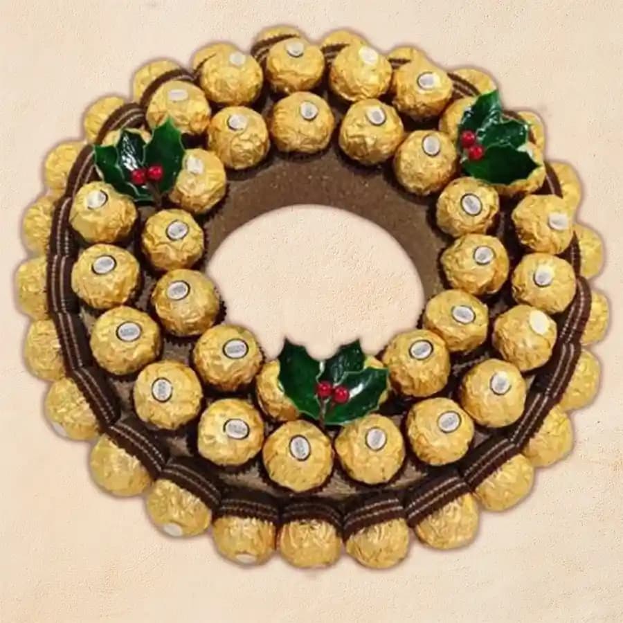 Delicious Xmas Chocolate Wreath of Ferrero Rocher