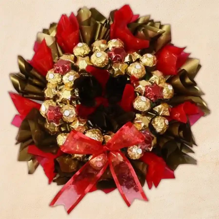 Stunning Christmas Wreath Full of Handmade Chocolates
