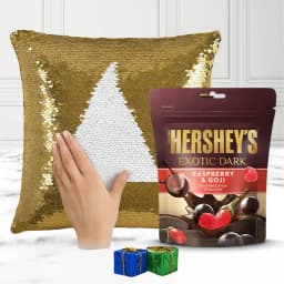 Lovely Personalized Magic Cushion n Hersheys Chocolates Combo Gift 1