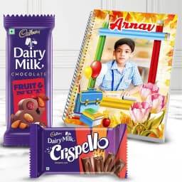 Trendy Personalized Gift of Presto Note Book n Cadbury Chocolates 1