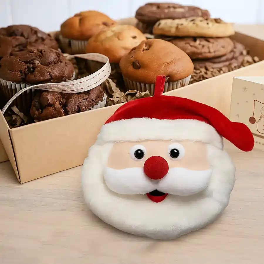 Classy Merry Christmas Dessert Combo with Santa Cushion