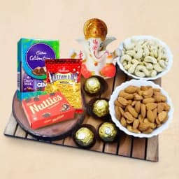 Festive Marble Ganpati Delight with Gourmet Treats 1