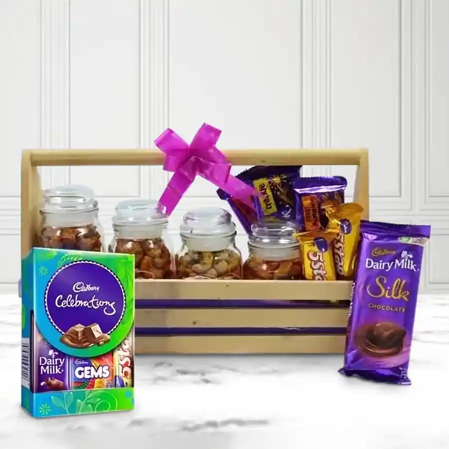 Gourmet Cashew Delight & Cadbury Chocolate Gift Basket