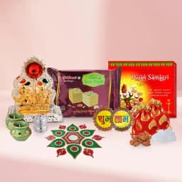 Holy Diwali Poojan Set with Dry Fruits n Sweets from Haldirams 1