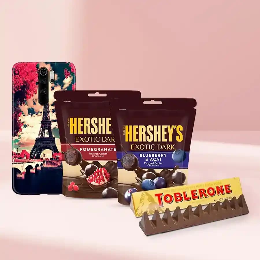 Fabulous Valentine Gift of Mobile Cover Toblerone n Hersheys Exotic