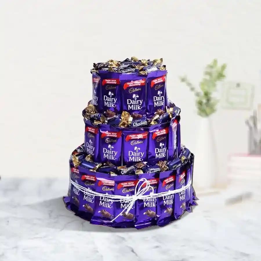 Alluring Cadbury Chocolate N Eclairs 3 Tier Arrangement