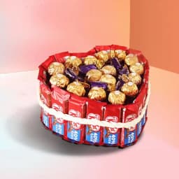 Exciting Heart Shape Bunch of Kitkat Ferrero Rocher n Cadbury Choclairs 1