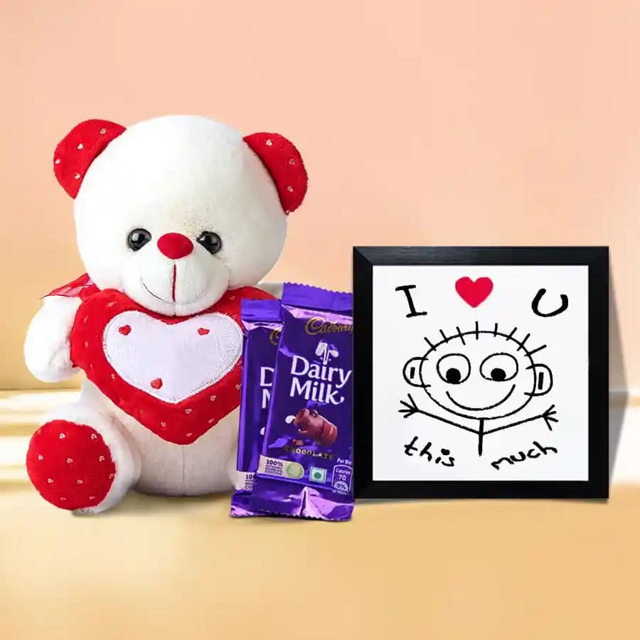 Valentine Surprise of ILU Table Top Teddy n Cadbury Chocolate