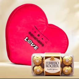 Musical Heart Shape Cushion with Ferrero Rocher for Valentine 1