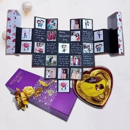 Admirable Pop Heart Personalized Card with Heart Shape Sapphire Chocolate n Golden Rose 1