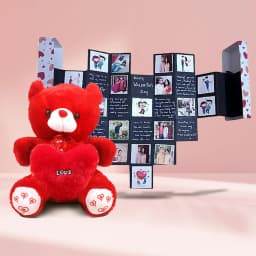 Impressive Pop Out Heart Personalized Card with a Hearty Teddy 1