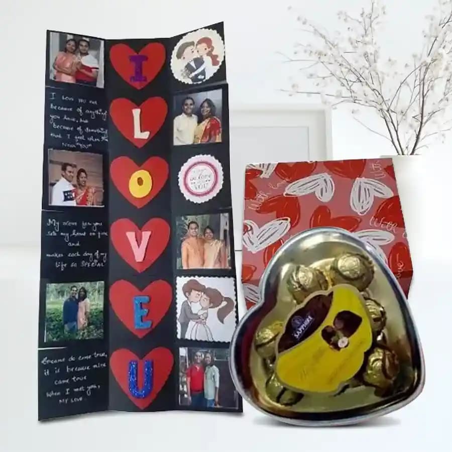 Impressive Love infinity Personalized Card with Sapphire Chocolate Box