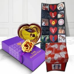Charismatic Love Infinity Personalized Card with Heart Shape Sapphire Chocolate Box N a Golden Rose 1