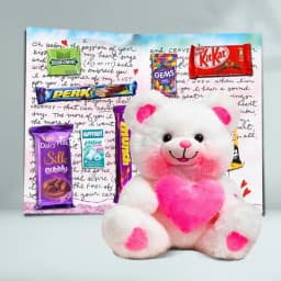 Splendid Choco Message Card with Assorted Chocolates and Heart Teddy 1
