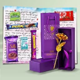 Delightful Chocolate Treats with a Personalized Card and Elegant Golden Bloom 1