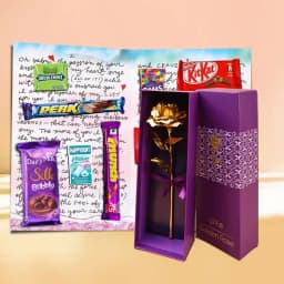 Amazing Hand Written Message n Chocolate Card with a Golden Rose 1