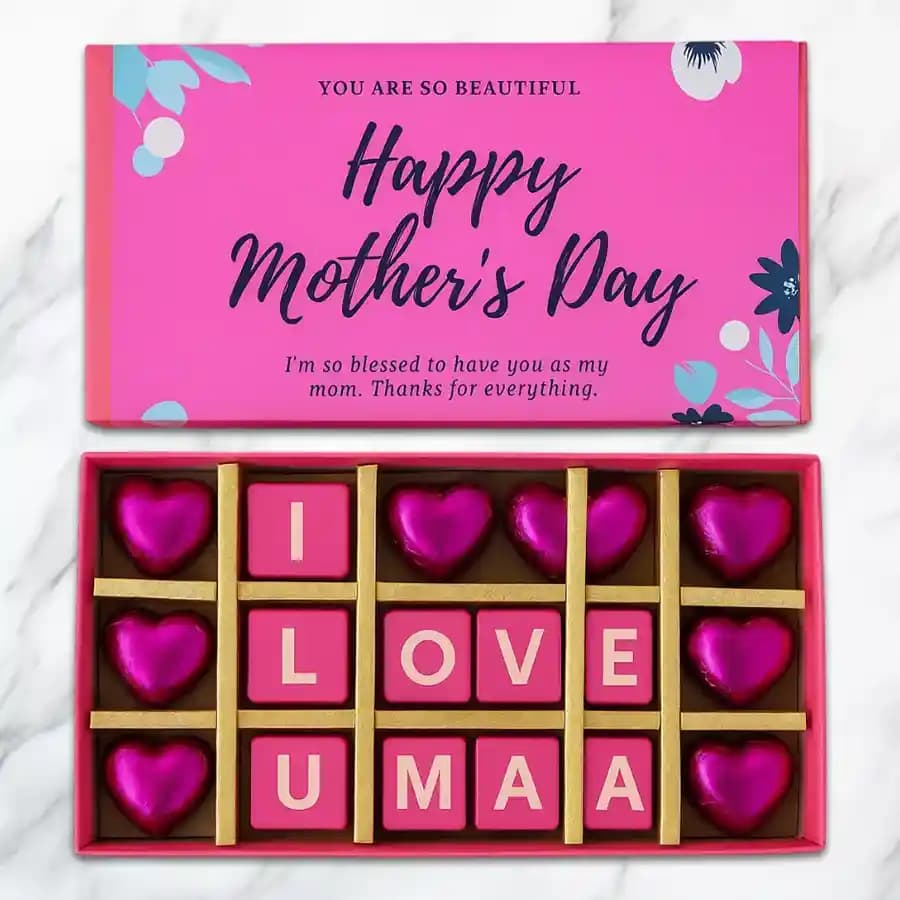 Personalized Message Handmade Chocolate Box for Mothers Day