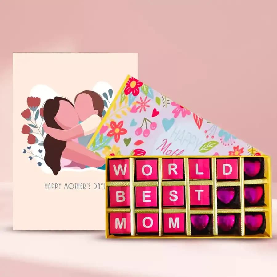 Worlds Best Mom Personalized Handmade Chocolate with Mothers Day Card