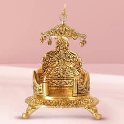 Beautiful Gold Plated Ladoo Gopal Pooja Chowki 1