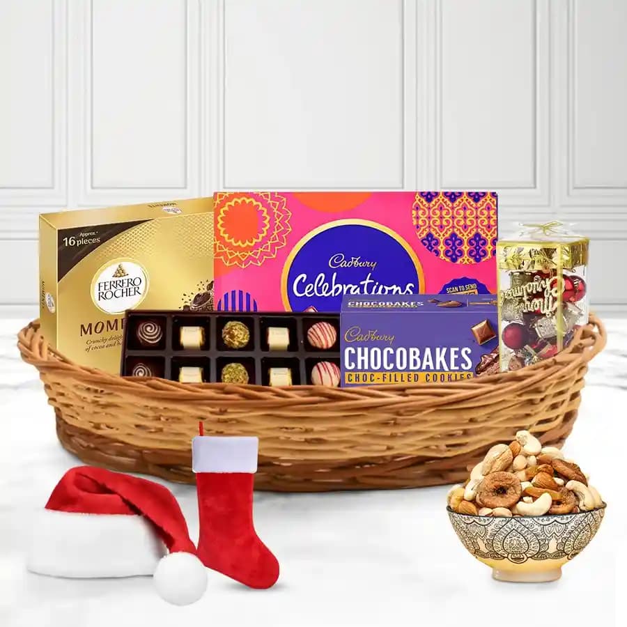 Amazing Basket of Assorted Chocolates N X-Mas Decor