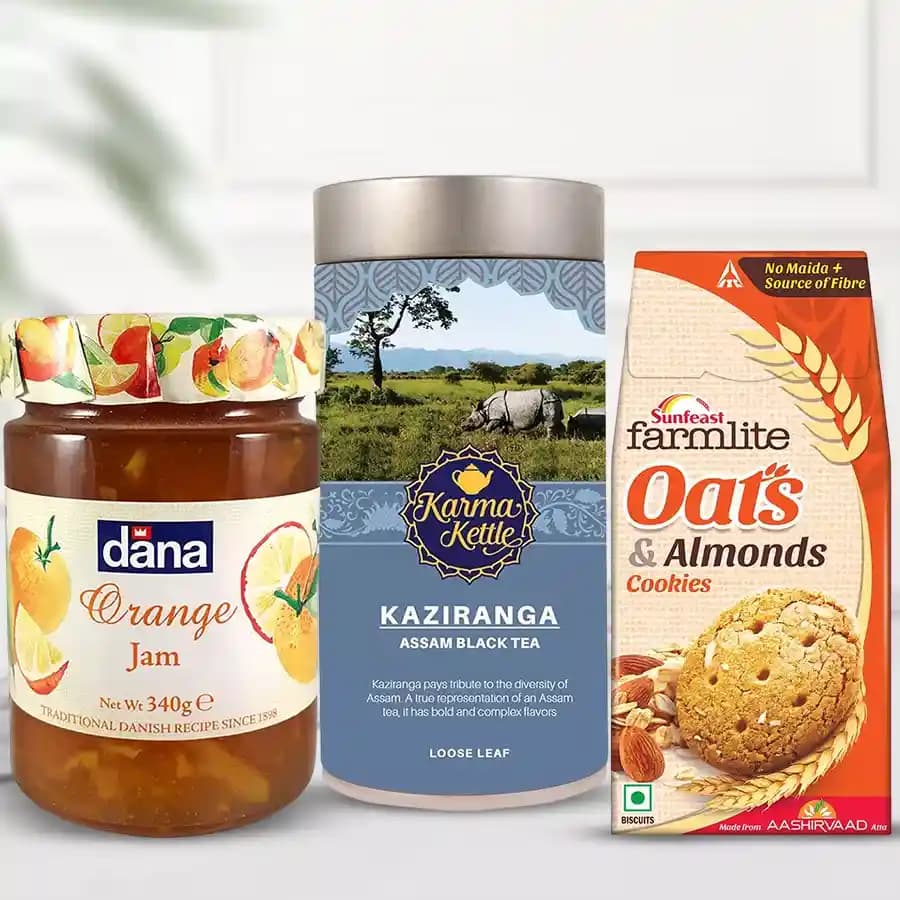 Kaziranga Tea Bliss with Crunchy Biscuits and Jam