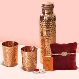 Sacred OM Rakhi N Copper Bottle Gift Set 1