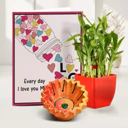 Bamboo Plant And Diya Duo 1