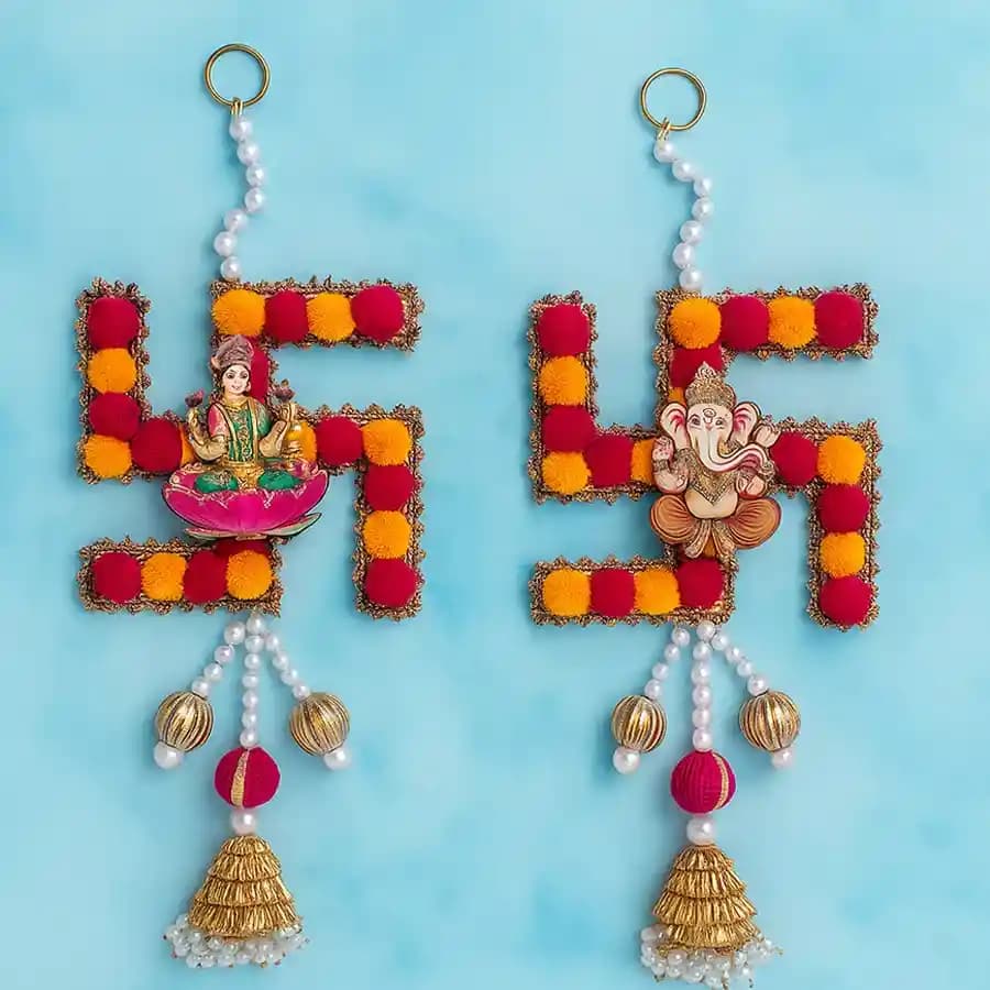 Whimsical Duo of Shubh Laabh Wall Hangings