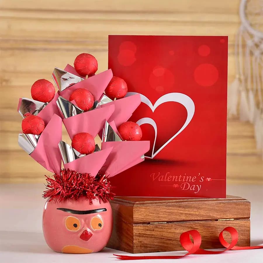 Luxe Handmade Chocolates N Ceramic Pot Arrangement
