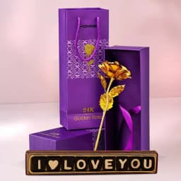 Splendid Golden Rose N Love You Chocolates Gift Set 1
