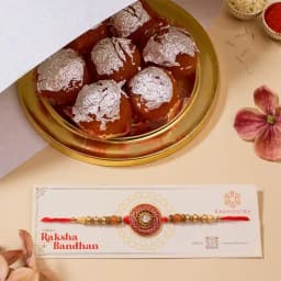 Trendy Kundan Rakhi N Ghee Laddu Combo 1