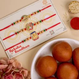 Blessings Rakhi Trio N Sweet Indulgence Pack 1