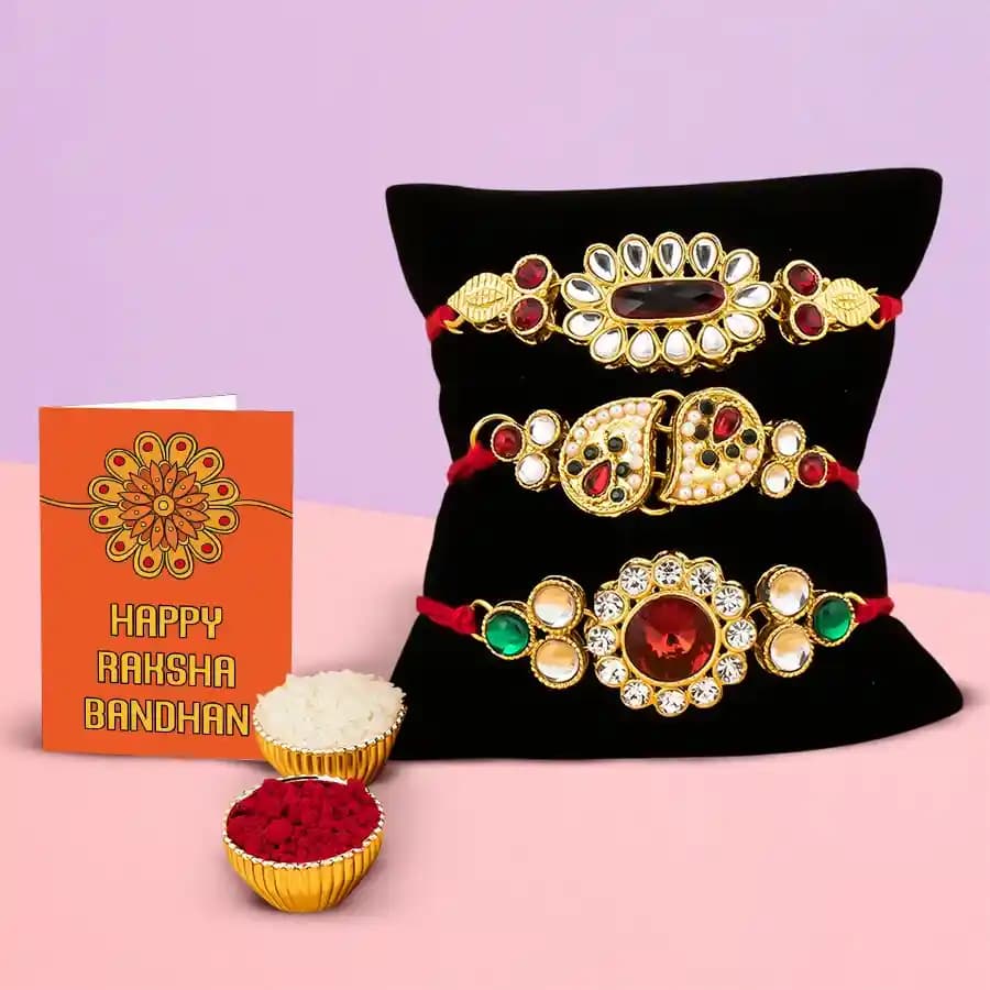 Trios of Love: Rakhi Set with Roli and Chawal