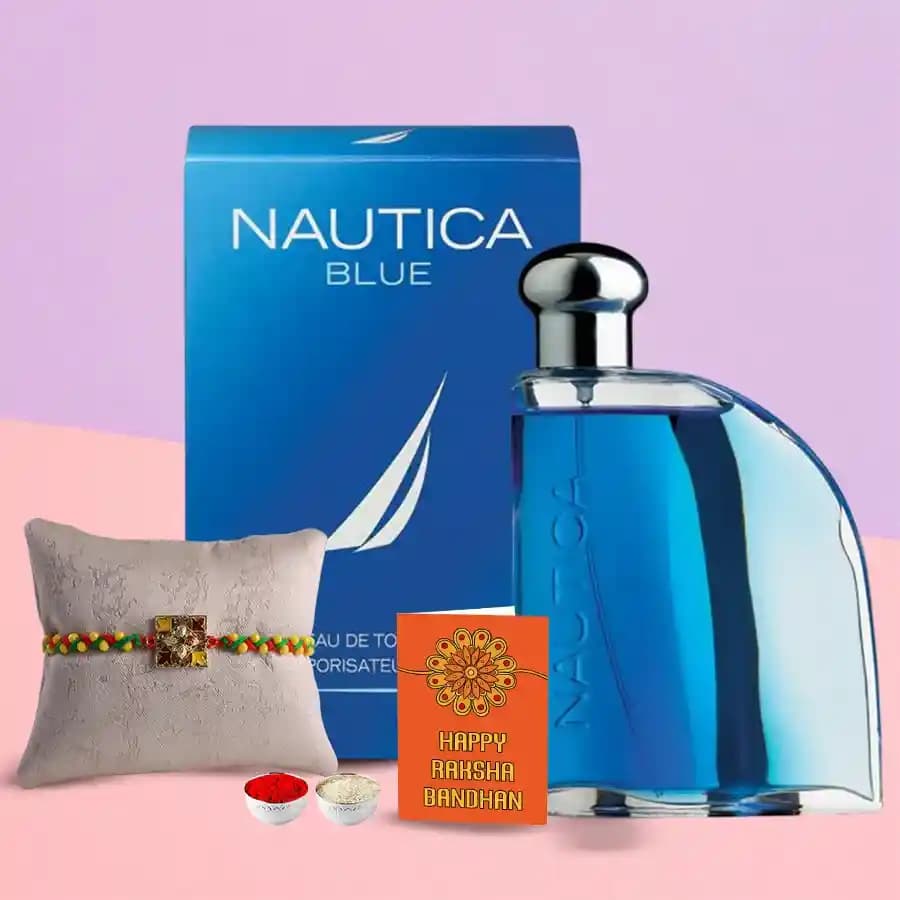 Nautica Blue 100ml perfume with Rakhi and Roli Tilak Chawal