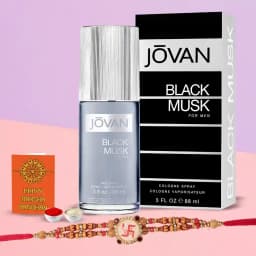 Elegant Swastik Rakhi N Jovan Black Musk Pair 1