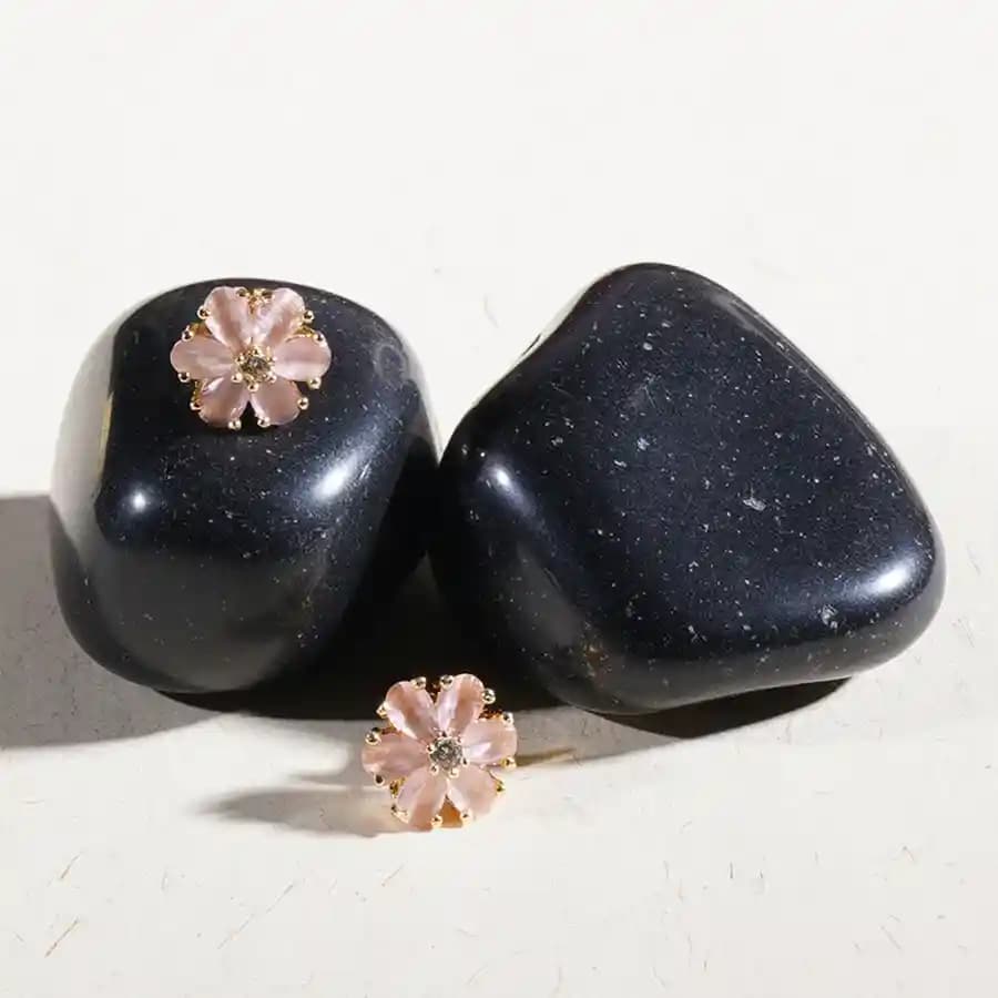 Vibrant Peach Petal Stone Earrings