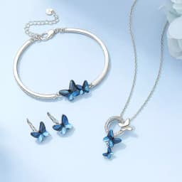 Stylish Blue Crystal Butterfly Jewellery Set 1