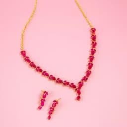 Dazzling Ruby Necklace N Earrings Set 1