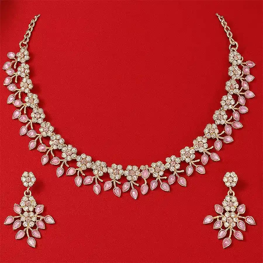 Stylish Gold Plated Crystal Jewellery Set