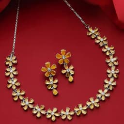 Classy AD Studded Flower Jewellery Set 1