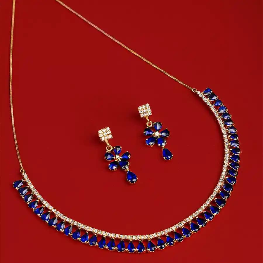 Dazzling Gold Plated AD Jewellery Set