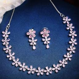 Stylish AD Studded Flower Jewellery Set 1
