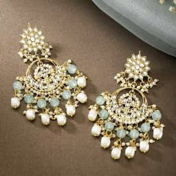 Exquisite Elegance Pearl Kundan Chandbali Earrings 1